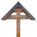 КД-12 Крест дубовый лакированный "Ника, Царь Славы" с крышей